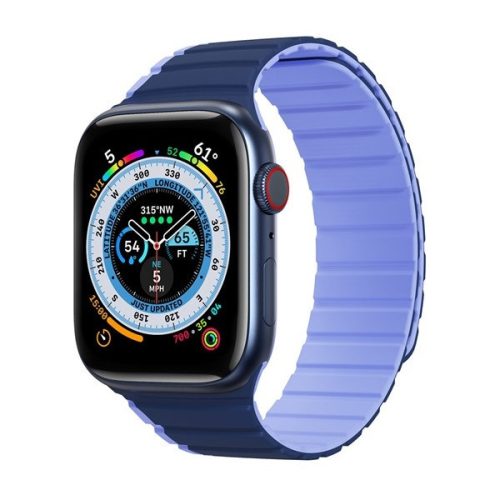 Apple Watch 1-6, SE, SE (2022) (38 / 40 mm) / Watch 7-8 (41 mm), silikónový remienok, magnetické zapínanie, dvojfarebný, 3D vzor, Dux Ducis LD, tmavomodrá/svetlomodrá