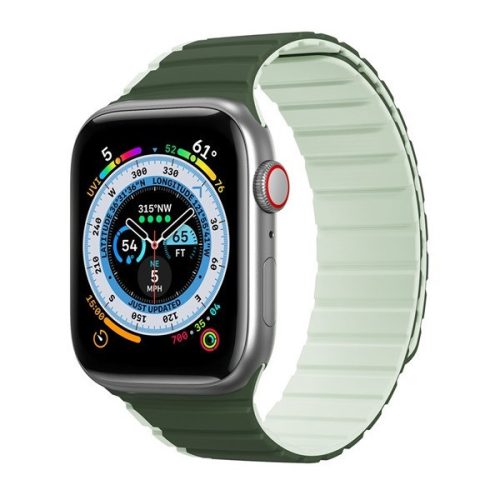 Apple Watch 1-6, SE, SE (2022) (42 / 44 mm) / Watch 7-8 (45 mm) / Watch Ultra (49 mm), silikónový remienok, magnetické zapínanie, dvojfarebný, 3D vzor, Dux Ducis LD, tmavozelená/svetlozelená