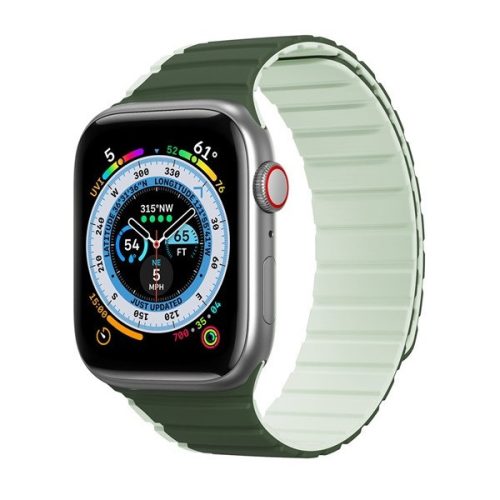 Apple Watch 1-6, SE, SE (2022) (38 / 40 mm) / Watch 7-8 (41 mm), silikónový remienok, magnetické zapínanie, dvojfarebný, 3D vzor, Dux Ducis LD, tmavozelená/svetlozelená