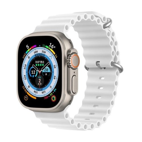 Apple Watch 1-6, SE, SE (2022) (38 / 40 mm) / Watch 7-8 (41 mm), silikónový remienok, nastaviteľný, dizajn vlny, Dux Ducis, biely