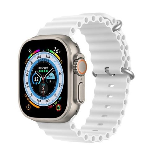 Apple Watch 1-6, SE, SE (2022) (42 / 44 mm) / Watch 7-8 (45 mm), silikónový remienok, nastaviteľný, dizajn vlny, Dux Ducis, biely