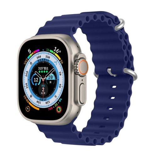 Apple Watch 1-6, SE, SE (2022) (42 / 44 mm) / Watch 7-8 (45 mm), silikónový remienok, nastaviteľný, dizajn vlny, Dux Ducis, tmavomodrá