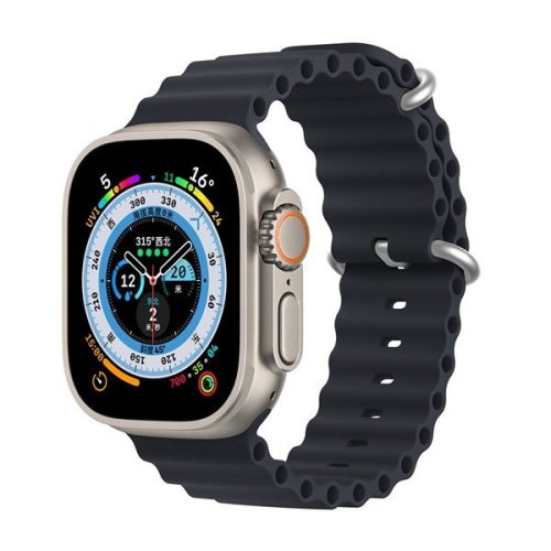 Apple Watch 1-6, SE, SE (2022) (42 / 44 mm) / Watch 7-8 (45 mm), silikónový remienok, nastaviteľný, dizajn vlny, Dux Ducis, tmavosivá