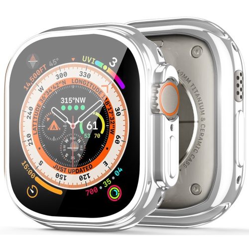 Apple Watch Ultra (49 mm), Silikónové ochranné puzdro, stredne odolné proti nárazu, bez remienka, Dux Ducis Samo, strieborná