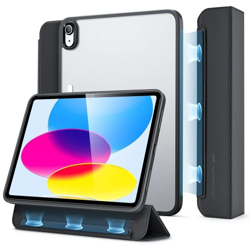 Apple iPad 10.9 (2022), Puzdro s priehradkou, Magnetické pripevnenie, Priehľadná zadná strana, Smart Case, ESR Ascend Hybrid, čierne