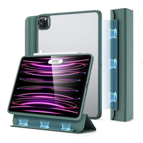 Apple iPad Pro 12.9 (2021) / iPad Pro 12.9 (2022), puzdro s priehradkou, magnetické uchytenie, priehľadná zadná strana, inteligentné puzdro, ESR Ascend Hybrid, zelené