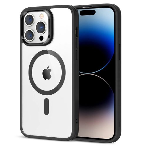 Apple iPhone 14 Pro, silikónové puzdro, stredne odolné proti nárazu, kryt, kompatibilné s Magsafe, ESR Classic Hybrid HaloLock, priehľadné/čierne