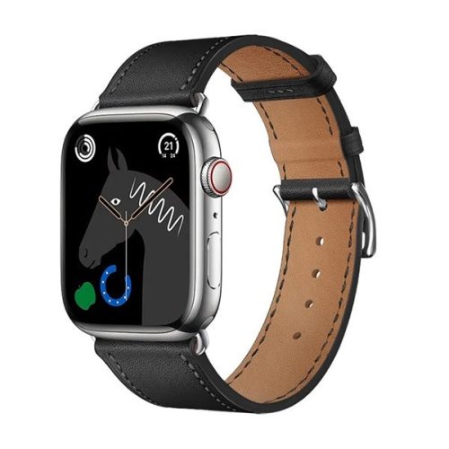 Apple Watch 1-6, SE, SE (2022) (38 / 40 mm) / Watch 7-8 (41 mm), kožený remienok, nastaviteľný, Hoco WA17, čierna