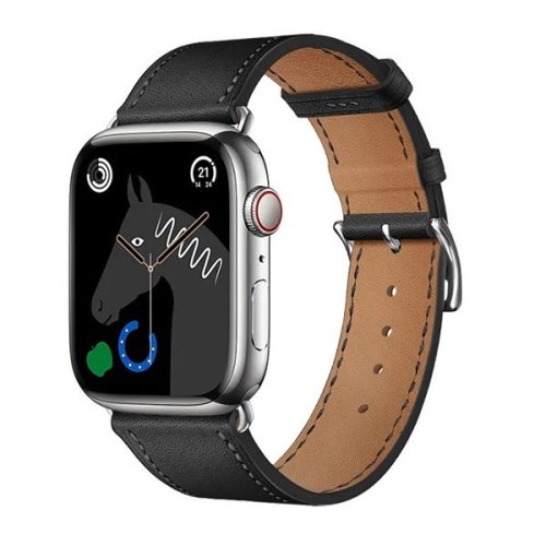 Apple Watch 1-6, SE, SE (2022) (42 / 44 mm) / Watch 7-8 (45 mm) / Watch Ultra (49 mm), kožený remienok, nastaviteľný, Hoco WA17, čierna