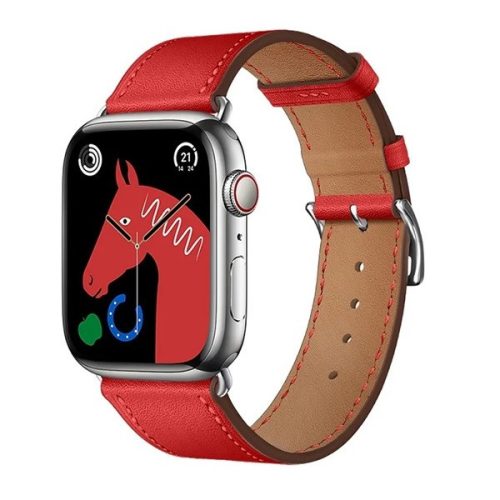 Apple Watch 1-6, SE, SE (2022) (38 / 40 mm) / Watch 7-8 (41 mm), kožený remienok, nastaviteľný, Hoco WA17, červená