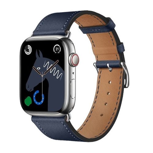 Apple Watch 1-6, SE, SE (2022) (38 / 40 mm) / Watch 7-8 (41 mm), kožený remienok, nastaviteľný, Hoco WA17, tmavomodrá