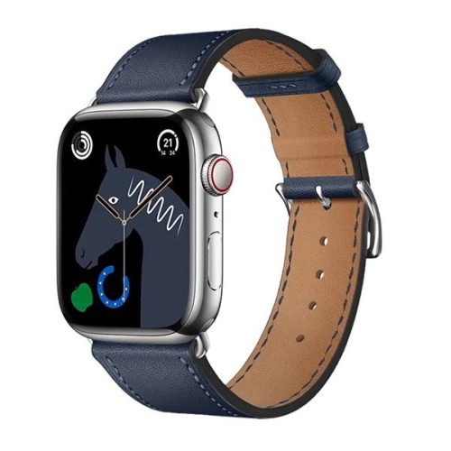 Apple Watch 1-6, SE, SE (2022) (42 / 44 mm) / Watch 7-8 (45 mm) / Watch Ultra (49 mm), kožený remienok, nastaviteľný, Hoco WA17, tmavomodrá