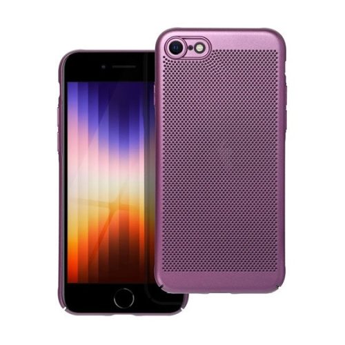 Apple iPhone 7 / 8 / SE (2020) / SE (2022), plastový zadný kryt, priedušný, s dierovaným vzorom, priedušný, fialový