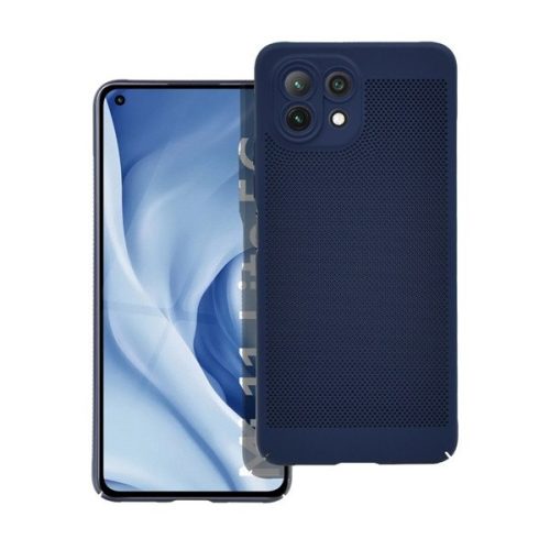 Xiaomi Mi 11 Lite / 11 Lite 5G / 11 Lite 5G NE, plastový zadný kryt, priedušný, dierovaný vzor, priedušný, námornícka modrá