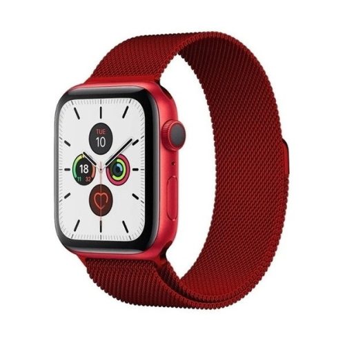 Apple Watch 7-8 (45 mm), Kovový remienok, Magnetické zapínanie, Milánsky štýl, Červená