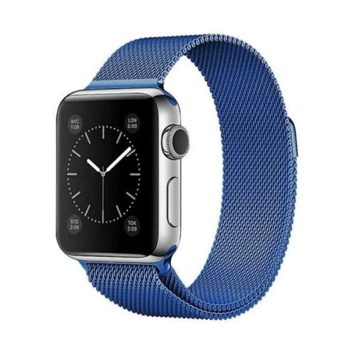 Apple Watch 1-6, SE, SE (2022) (42/44 mm), kovový zadný remienok, magnetické zapínanie, milánsky štýl, tmavomodrá