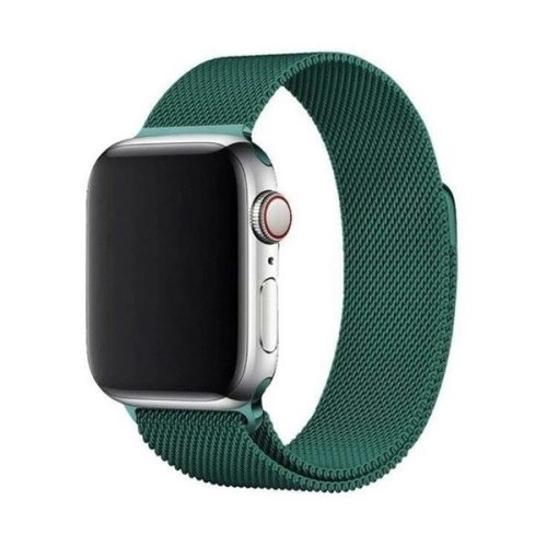 Apple Watch 7-8 (45 mm), Kovový remienok, Magnetické zapínanie, Milánsky štýl, Tmavo zelená