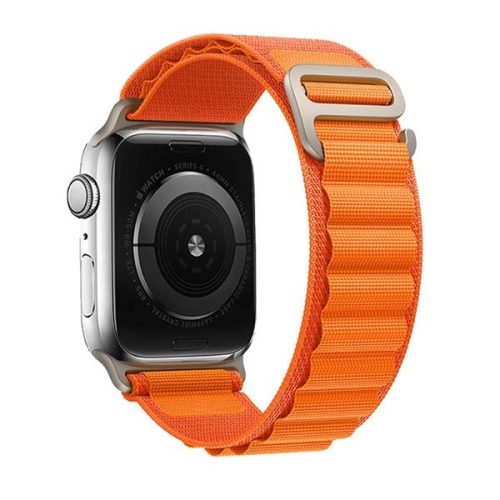 Apple Watch 1-6, SE, SE (2022) (42 / 44 mm) / Watch 7-8 (45 mm) / Watch Ultra (49 mm), textilný remienok, nylon, nastaviteľný, vlnitý dizajn, oranžová