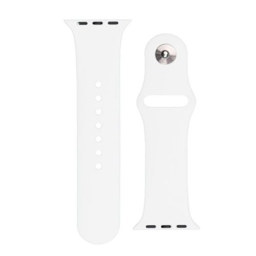 Apple Watch 1-6, SE, SE (2022) (38 / 40 mm) / Watch 7-8 (41 mm), silikónový remienok, nastaviteľný, s kovovou sponou, biely