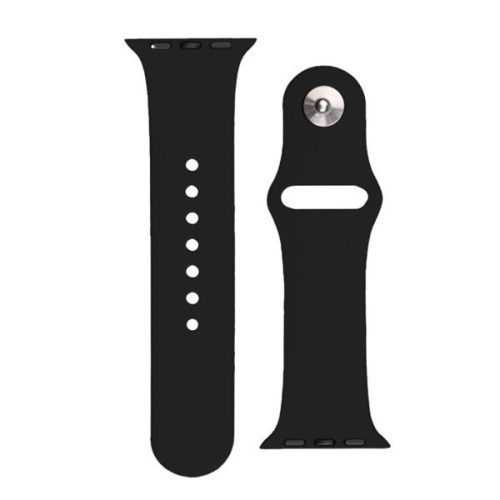 Apple Watch 1-6, SE, SE (2022) (42 / 44 mm) / Watch 7-8 (45 mm) / Watch Ultra (49 mm), silikónový remienok, nastaviteľný, s kovovou sponou, čierny
