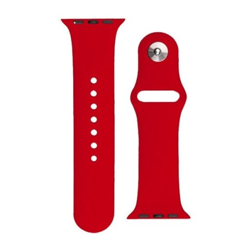Apple Watch 1-6, SE, SE (2022) (42 / 44 mm) / Watch 7-8 (45 mm) / Watch Ultra (49 mm), silikónový remienok, nastaviteľný, s kovovou sponou, červený