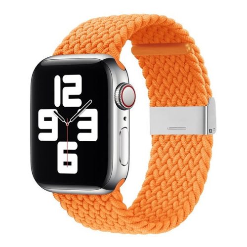 Apple Watch 1-6, SE, SE (2022) (38 / 40 mm) / Watch 7-9 (41 mm), textilný remienok, nastaviteľný, tkaný štýl, oranžový