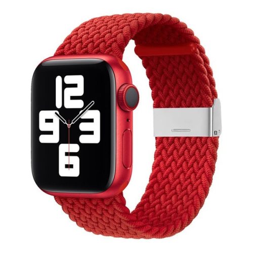 Apple Watch 1-6, SE, SE (2022) (42 / 44 mm) / Watch 7-9 (45 mm) / Watch Ultra (49 mm), textilný remienok, nastaviteľný, tkaný štýl, červený