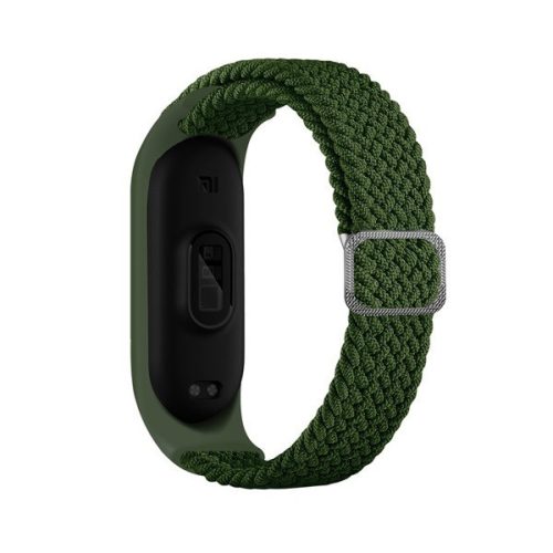 Xiaomi Mi Band 3 / Mi Band 4 / Mi Band 5 / Mi Band 6, textilný remienok, nastaviteľný, silikónový rám, tkaný štýl, zelený