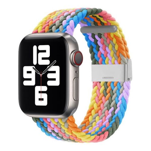 Apple Watch 1-6, SE, SE (2022) (42 / 44 mm) / Watch 7-9 (45 mm) / Watch Ultra (49 mm), textilný remienok, nastaviteľný, tkaný štýl, dúhový vzor, žltý