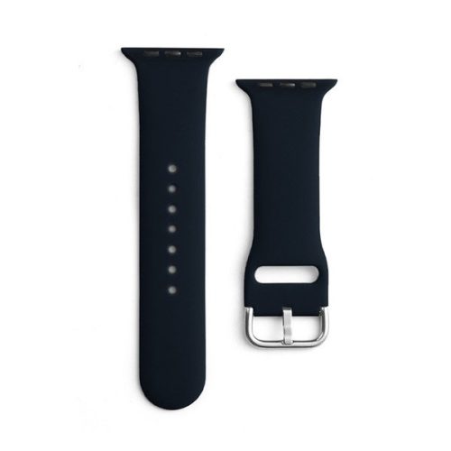 Apple Watch 1-6, SE, SE (2022) (42 / 44 mm) / Watch 7-8 (45 mm) / Watch Ultra (49 mm), silikónový remienok, nastaviteľný, kovová pracka, čierny