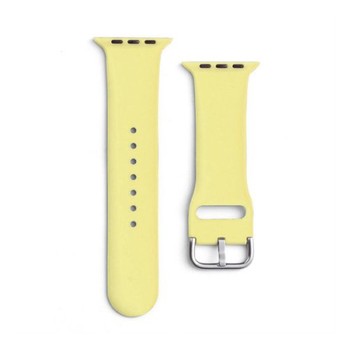 Apple Watch 1-6, SE, SE (2022) (38 / 40 mm) / Watch 7-8 (41 mm), silikónový remienok, nastaviteľný, s kovovou prackou, žltý