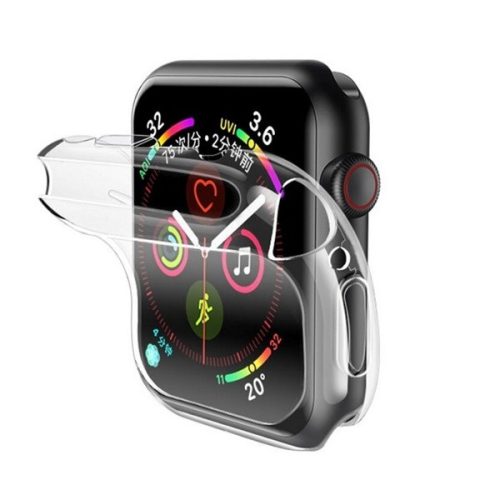 Apple Watch 4-6, SE, SE (2022) (44 mm), Ultratenké, Silikónové, Bez remienka, Usams, Priehľadné