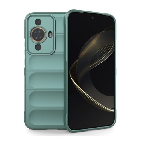 Huawei Nova 11, silikónové puzdro, stredne odolné proti nárazu, 3D vzor, tmavozelené