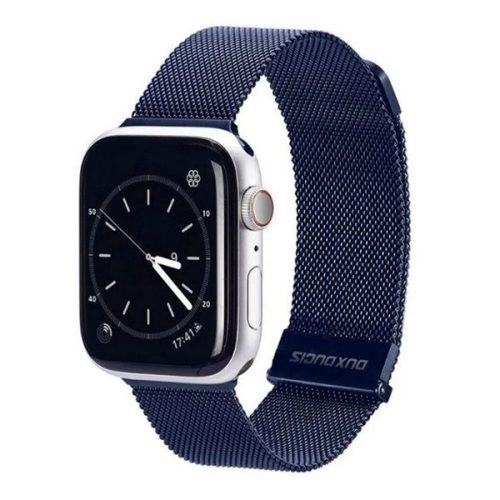 Apple Watch 1-6, SE, SE (2022) (42 / 44 mm) / Watch 7-8 (45 mm) / Watch Ultra (49 mm), kovový zadný remienok, magnetické zapínanie, milánsky štýl, Dux Ducis Milanese, tmavomodrá