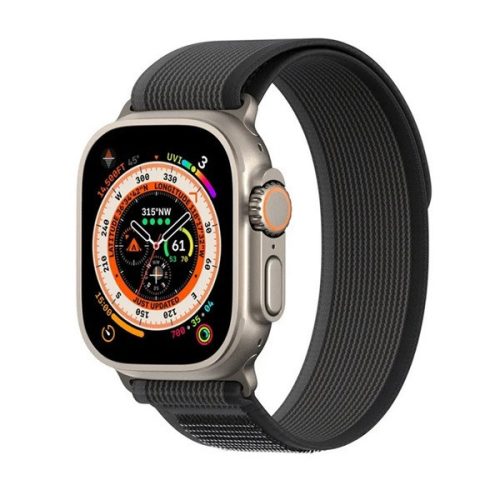 Apple Watch 1-6, SE, SE (2022) (42 / 44 mm) / Watch 7-8 (45 mm) / Watch Ultra (49 mm), textilný remienok, nastaviteľný, Dux Ducis YJ, čierna / tmavosivá