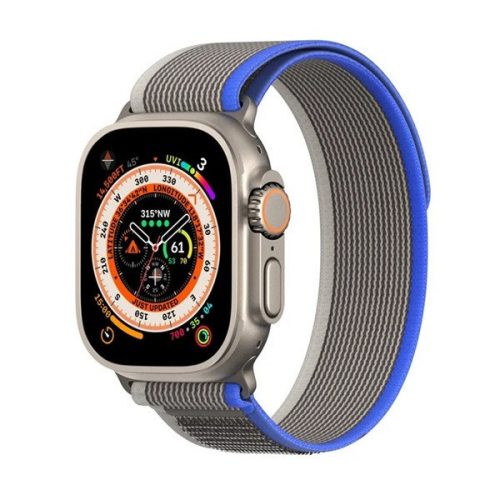 Apple Watch 1-6, SE, SE (2022) (42 / 44 mm) / Watch 7-8 (45 mm) / Watch Ultra (49 mm), textilný remienok, nastaviteľný, Dux Ducis YJ, modrá/sivá