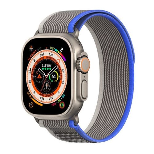 Apple Watch 1-6, SE, SE (2022) (38 / 40 mm) / Watch 7-8 (41 mm), textilný remienok, nastaviteľný, Dux Ducis YJ, modrá/sivá