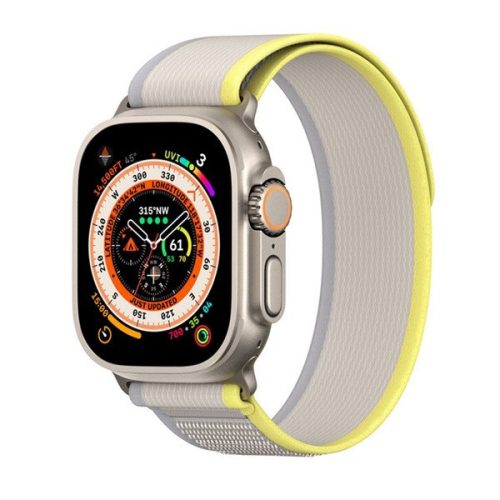 Apple Watch 1-6, SE, SE (2022) (42 / 44 mm) / Watch 7-8 (45 mm) / Watch Ultra (49 mm), textilný remienok, nastaviteľný, Dux Ducis YJ, žltá/béžová