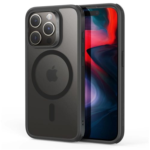 Apple iPhone 15 Pro Max, silikónové puzdro, stredne odolné proti nárazu, päta s kapucňou, kompatibilné s Magsafe, ESR Classic Hybrid HaloLock, priesvitné/čierne