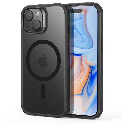 Apple iPhone 15 Plus, silikónové puzdro, stredne odolné proti nárazu, päta Air Cushion, kompatibilné s Magsafe, ESR Classic Hybrid HaloLock, transparentné/čierne