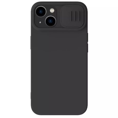 Apple iPhone 15 Plus, Silikónové puzdro, stredne odolné proti nárazu, ochrana fotoaparátu, Nillkin CamShield Silky, čierne