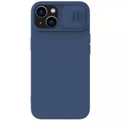   Apple iPhone 15 Plus, Silikónové puzdro, stredne odolné proti nárazu, ochrana fotoaparátu, Nillkin CamShield Silky, tmavomodré
