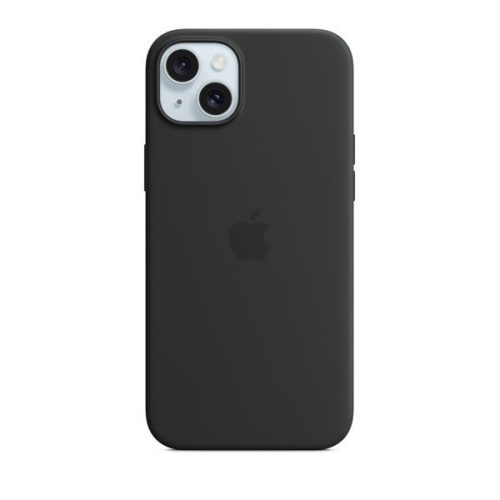 Apple iPhone 15 Plus, Silikónové puzdro, kompatibilné s Magsafe, čierne, z výroby