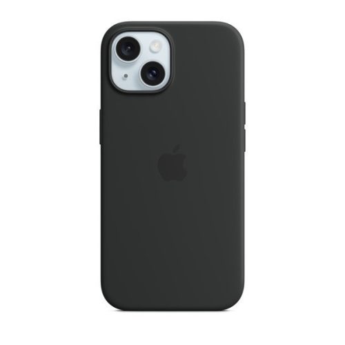 Apple iPhone 15, Silikónové puzdro, kompatibilné s Magsafe, čierne, z výroby