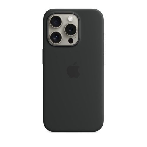 Apple iPhone 15 Pro, Silikónové puzdro, kompatibilné s Magsafe, čierne, z výroby