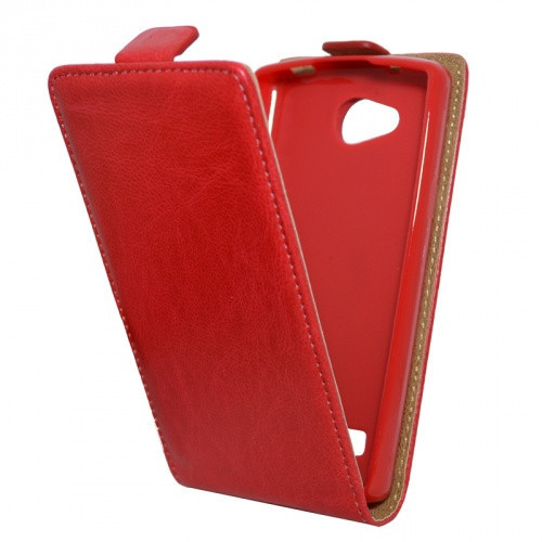 LG Joy H220, zacvakávacie kožené puzdro Forcell, Slim Flexi, horné otváranie - otváranie, červené
