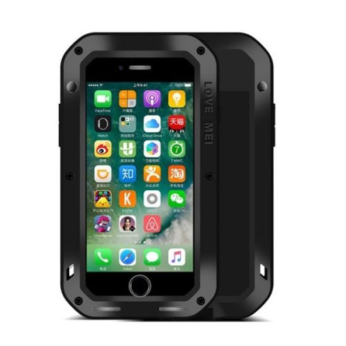 Apple iPhone 7 / 8 / SE (2020) / SE (2022), TPU silikónové puzdro, Love Mei Powerful Defender, odolné proti nárazu, čierne
