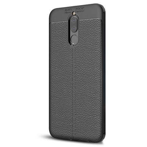 Huawei Mate 10 Lite, silikónové puzdro TPU, kožený efekt, vzor švov, čierne