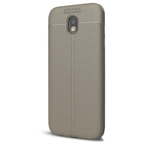 Samsung Galaxy J5 (2017) SM-J530F, silikónové puzdro TPU, kožený efekt, prešívaný vzor, sivé
