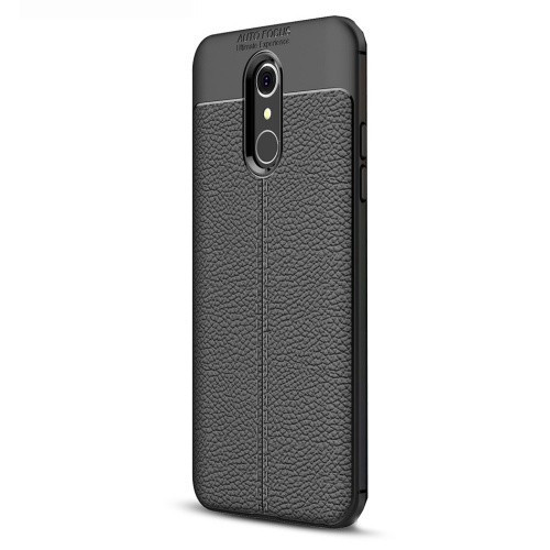 Samsung Galaxy A8 (2018) SM-A530F, silikónové puzdro TPU, kožený efekt, vzor švov, čierne